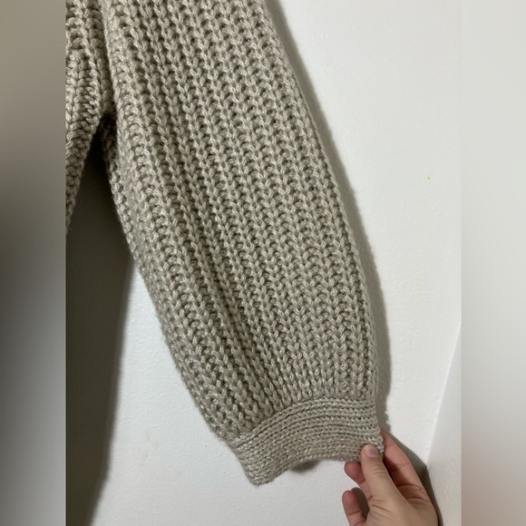 trina turk Cardigan Sz L Cream Chunky Knit Wool Blend Snap Button Quite Luxury - Picture 4 of 8